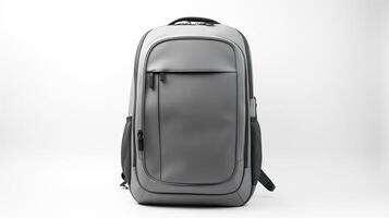 AI generated Gray Travel Backpack Bag isolated on white background with copy space for advertisement. AI Generated photo