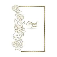 Clásico tarjeta marco con dorado floral ornamento frontera aislado floral antecedentes vector