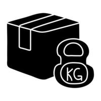 Conceptual solid design icon of parcel weighing vector