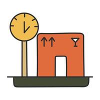 Conceptual flat design icon of parcel weighing vector
