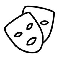 Happy and sad face mask, theater masks icon vector