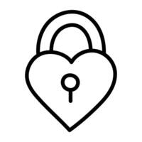 Editable design icon of heart lock vector