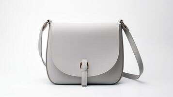 AI generated Gray Saddle Bag isolated on white background with copy space for advertisement. AI Generated photo