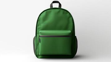 AI generated Green Daypack Bag isolated on white background with copy space for advertisement. AI Generated photo