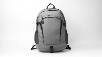 AI generated Gray Cycling Backpack Bag isolated on white background with copy space for advertisement. AI Generated photo