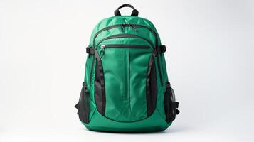 AI generated Green Cycling Backpack Bag isolated on white background with copy space for advertisement. AI Generated photo