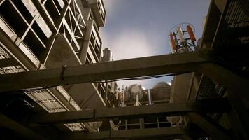 A building with multiple wires attached to its concrete roof video