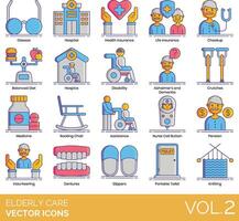 Elderly Care icon set vector