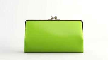 AI generated Green Frame Clutch Bag isolated on white background with copy space for advertisement. AI Generated photo