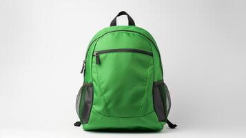 AI generated Green Daypack Bag isolated on white background with copy space for advertisement. AI Generated photo