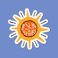 the sun shines hand drawn illustration, cute and simple vector