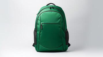 AI generated Green Camera Backpack Bag isolated on white background with copy space for advertisement. AI Generated photo