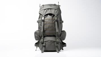 AI generated Gray Tactical Backpack Bag isolated on white background with copy space for advertisement. AI Generated photo