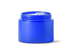 blue jar beauty cream container on white background photo