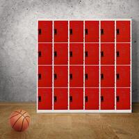 baloncesto en habitación piso con armario en el antecedentes foto