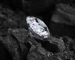 diamond on black coal background photo