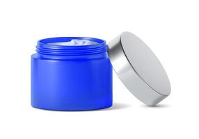 blue jar beauty cream container on white background photo