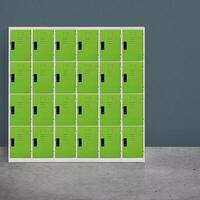 Lockers storage modern furniture in a locker room of school, office, gym or university for mailboxes or keep things photo