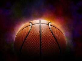 basketball on the color smoke background photo