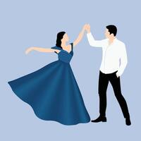 Couple dancing ballroom dance party dating cartoon illustration vector