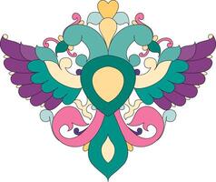 Floral and peacock ornament with an abstract design. vector