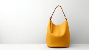 AI generated Mustard Hobo Bag isolated on white background with copy space for advertisement. AI Generated photo