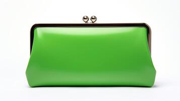 AI generated Green Frame Clutch Bag isolated on white background with copy space for advertisement. AI Generated photo