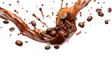 AI generated Splash of coffee, cola or tea isolated on transparent png