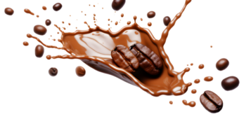 AI generated Splash of coffee, cola or tea isolated on transparent png