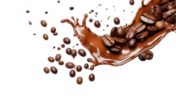 AI generated Splash of coffee, cola or tea isolated on transparent png