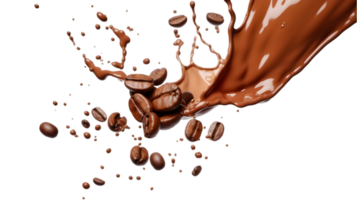 AI generated Splash of coffee, cola or tea isolated on transparent png