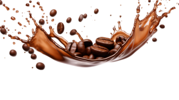 AI generated Splash of coffee, cola or tea isolated on transparent png