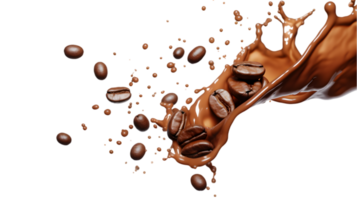 AI generated Splash of coffee, cola or tea isolated on transparent png