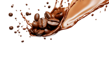AI generated Splash of coffee, cola or tea isolated on transparent png