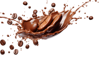 AI generated Splash of coffee, cola or tea isolated on transparent png