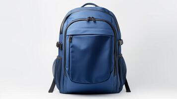 ai generado Armada azul cámara mochila bolso aislado en blanco antecedentes con Copiar espacio para anuncio publicitario. ai generado foto