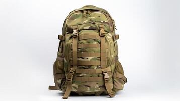 AI generated MultiCam Tactical Backpack Bag isolated on white background with copy space for advertisement. AI Generated photo