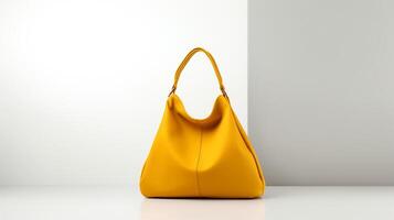 AI generated Mustard Hobo Bag isolated on white background with copy space for advertisement. AI Generated photo