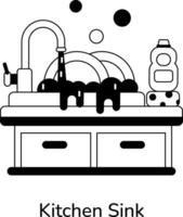 Trendy Kitchen Sink vector