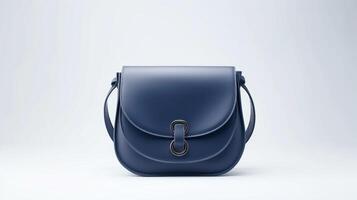 AI generated Navy Blue Saddle Bag isolated on white background with copy space for advertisement. AI Generated photo