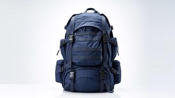 AI generated Navy Blue Tactical Backpack Bag isolated on white background with copy space for advertisement. AI Generated photo