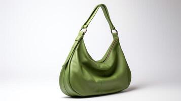 AI generated Olive Hobo Bag isolated on white background with copy space for advertisement. AI Generated photo