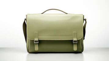 AI generated Olive Green Satchel Bag isolated on white background with copy space for advertisement. AI Generated photo