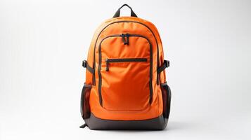 AI generated Orange Daypack Bag isolated on white background with copy space for advertisement. AI Generated photo