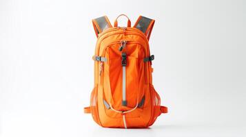 AI generated Orange Hydration Backpack Bag isolated on white background with copy space for advertisement. AI Generated photo