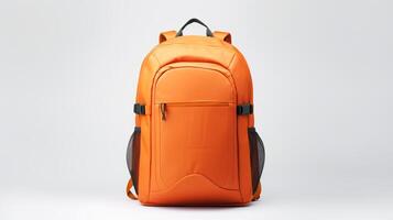 ai generado naranja ciclismo mochila bolso aislado en blanco antecedentes con Copiar espacio para anuncio publicitario. ai generado foto