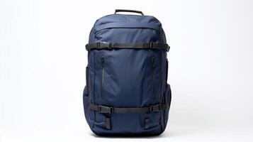 AI generated Navy Blue Rolling Backpack Bag isolated on white background with copy space for advertisement. AI Generated photo