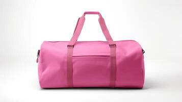 AI generated Pink Duffel Bag isolated on white background with copy space for advertisement. AI Generated photo