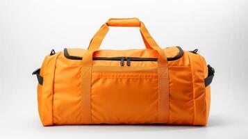 AI generated Orange Duffel Bag isolated on white background with copy space for advertisement. AI Generated photo