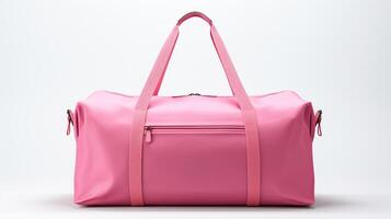 AI generated Pink Duffel Bag isolated on white background with copy space for advertisement. AI Generated photo